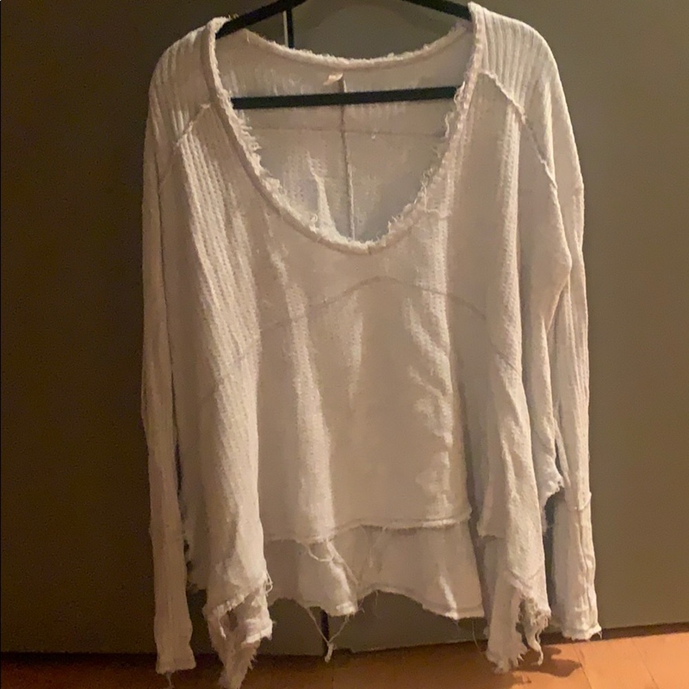 Free People Gray Distressed Sweater